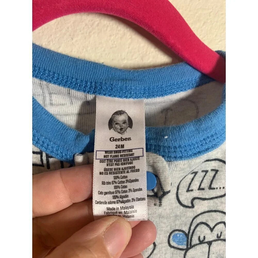 Gerber Cotton Footie Pajamas Unisex Baby Size 24 Months Monkey Print Sleepwear